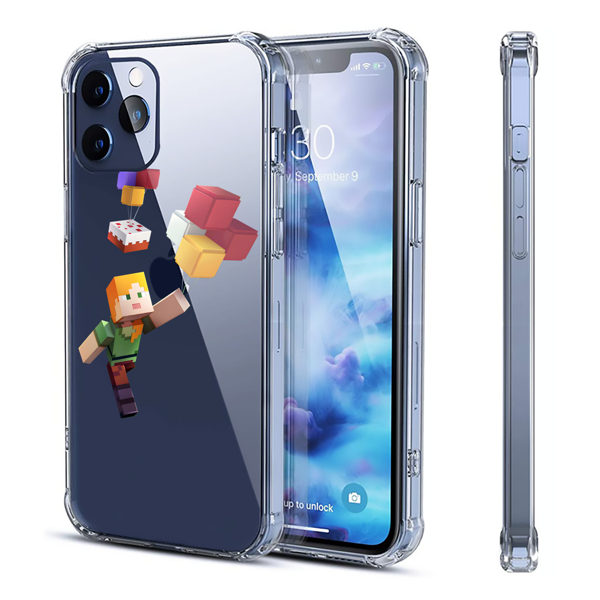 （画像用） マインクラフト ブロックの世界 Minecraft MC Block world 【iPhone 12シリーズ対応】透明スマホケース（クリアソフトケース）